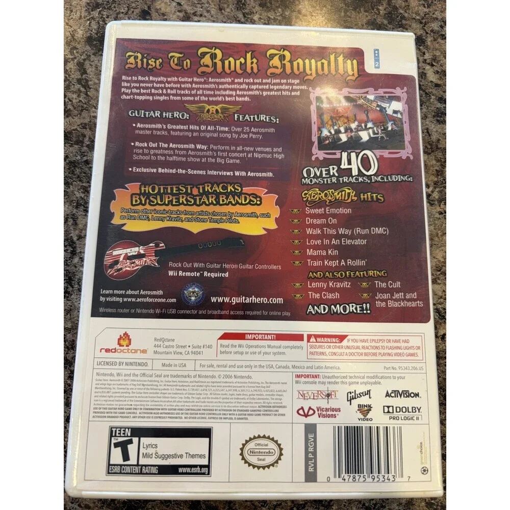 Guitar Hero: Aerosmith (Nintendo Wii, 2008) Case, Manual And Game